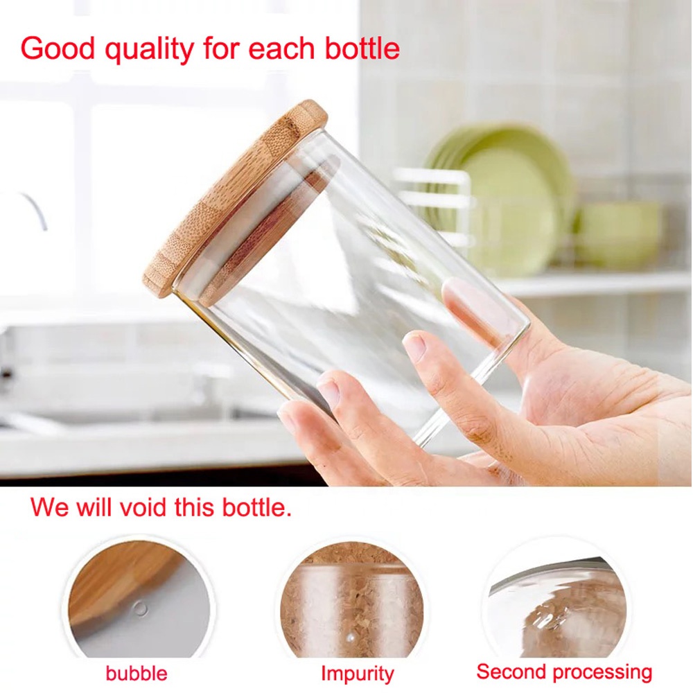 150ML 200ML 500ML 10000ML bamboo lid clear big glass jar spice test tube with rack GS-27K