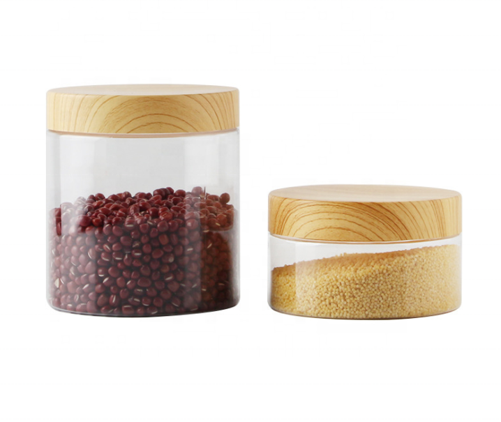 150ML Empty Clear PET Jars Containers with plastic wood lids Storage Bottle Big Capacity New