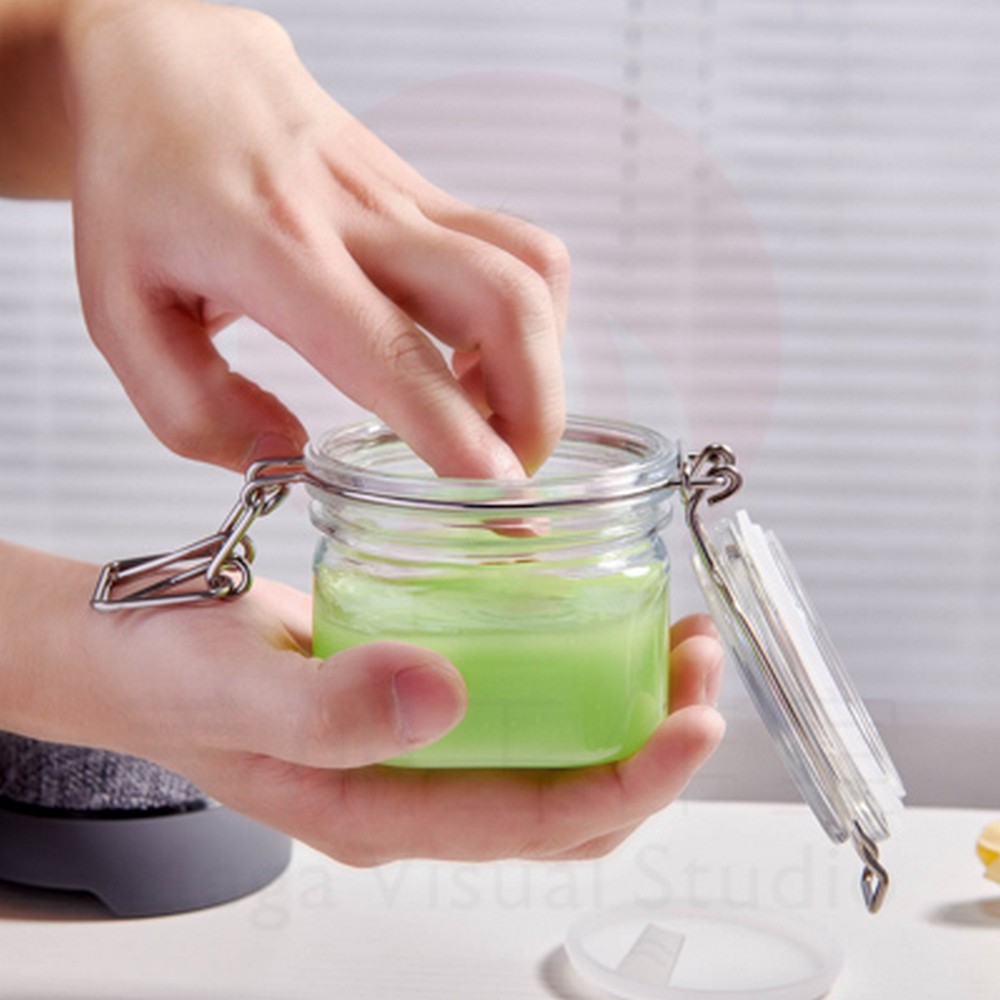 150ML Empty Glass Cosmetic Facial Cream Bottle with Airtight Lids Cream jar with stainless locker plastic jar with lock