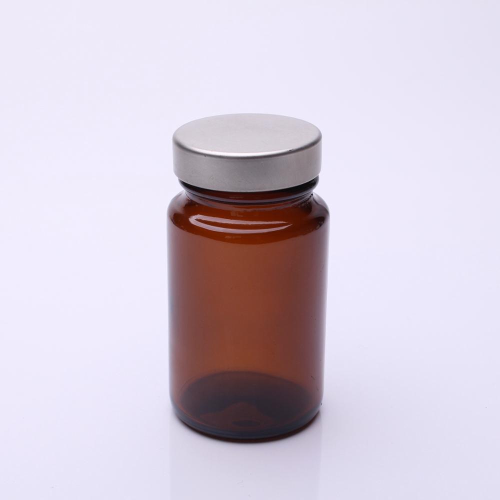 150cc Amber Glass Capsule Bottle Jar With Metal Lid For Supplement Pills Packing