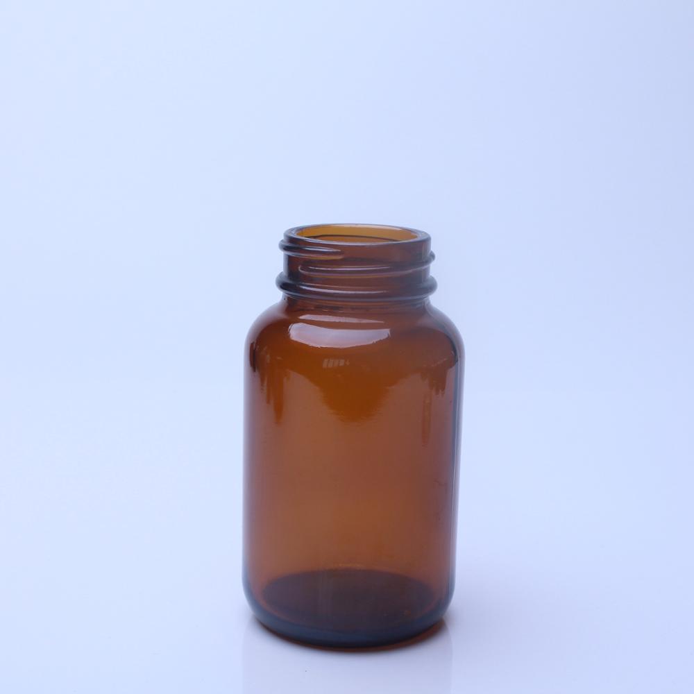 150cc Amber Glass Capsule Bottle Jar With Metal Lid For Supplement Pills Packing