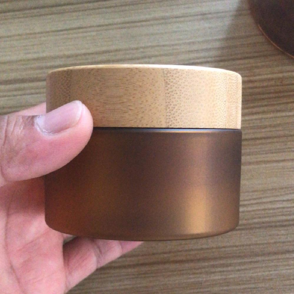 150g 150ml 5oz 250ml 8oz PET frosted amber plastic cosmetic container cream jar with bamboo wooden lid