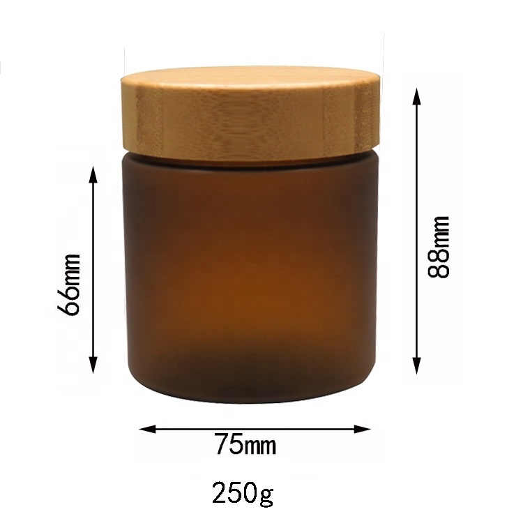 150g 150ml 5oz 250ml 8oz PET frosted amber plastic cosmetic container cream jar with bamboo wooden lid