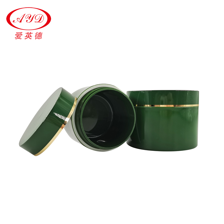 150g 200g 250g 380g Hair Wax Container Body Lotion Jar Green PP Plastic Moisturizer Cream Jar With Golden Line