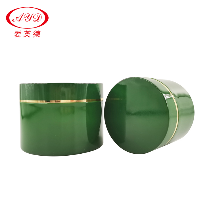 150g 200g 250g 380g Hair Wax Container Body Lotion Jar Green PP Plastic Moisturizer Cream Jar With Golden Line
