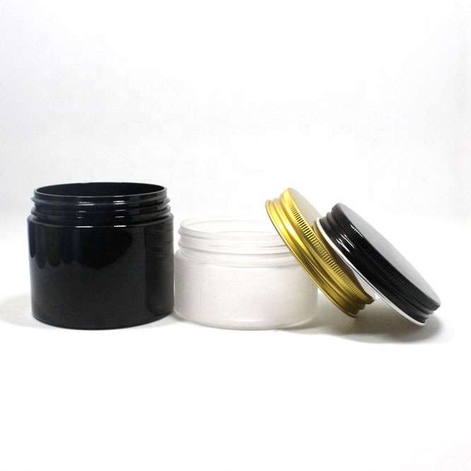 150g 200g 5oz Frost Clear PET Jar Empty Aluminum Cap Cosmetic Tin Pot Lip Balm Body Hand Face Cream Jar Storage Container