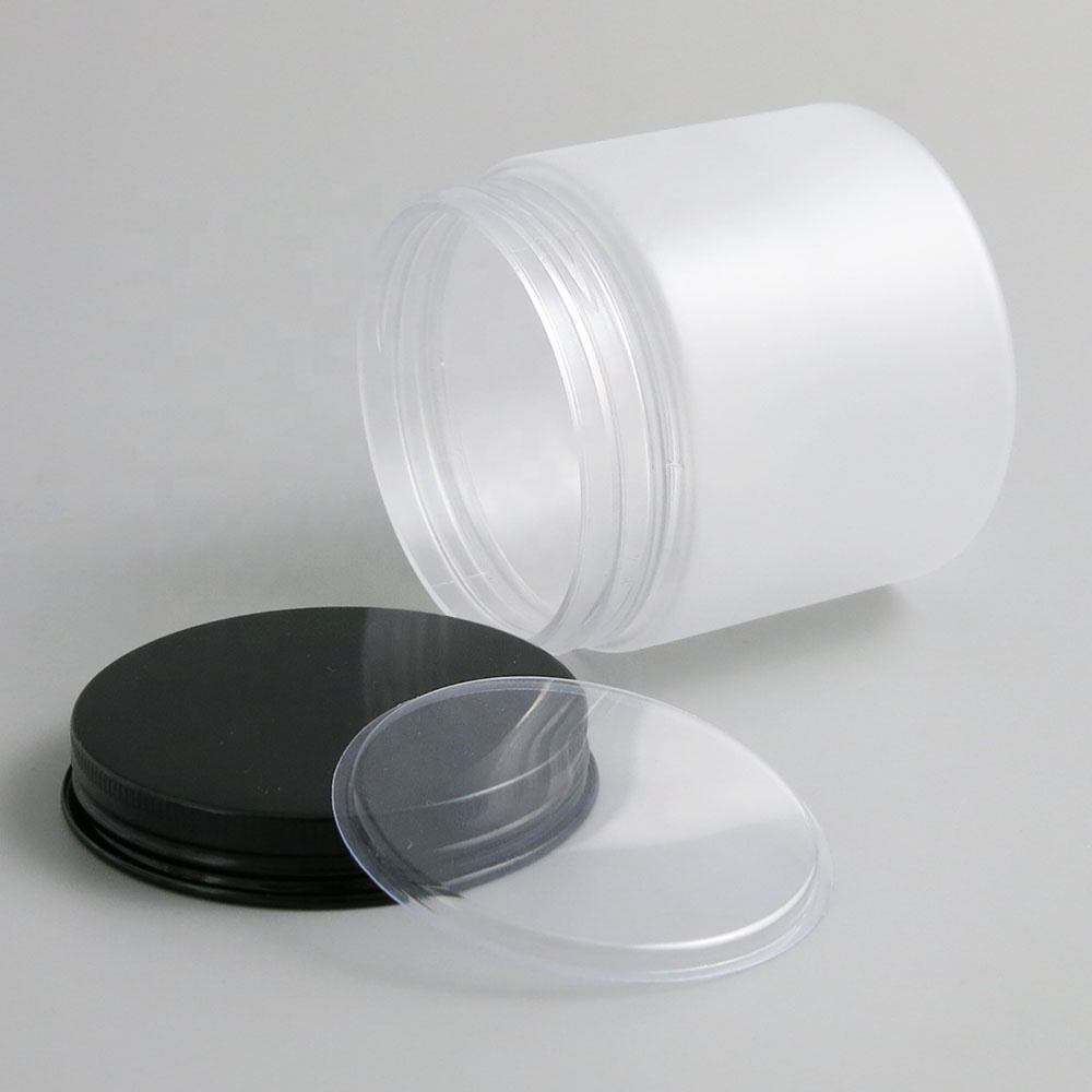 150g 200g 5oz Frost Clear PET Jar Empty Aluminum Cap Cosmetic Tin Pot Lip Balm Body Hand Face Cream Jar Storage Container