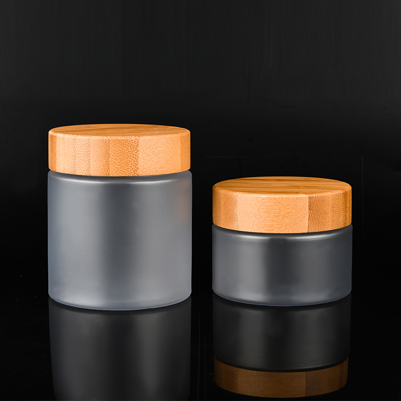 150g 250g amber clear color plastic jar container frosted pet jar with bamboo wooden lid for candels