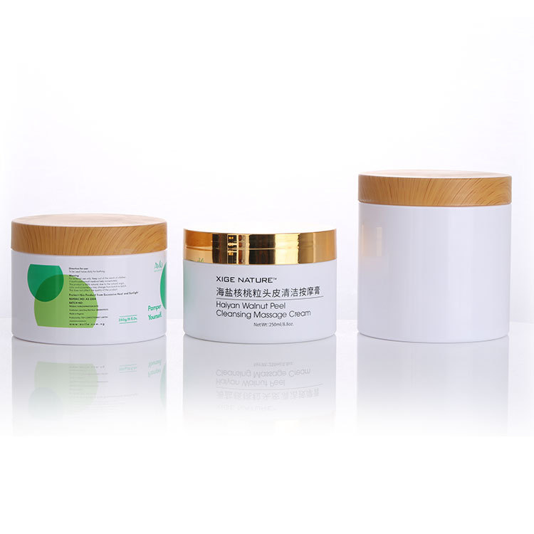 150g 350ml white colored frosted plastic pet jars 500ml for cosmetic cream scrub packaging