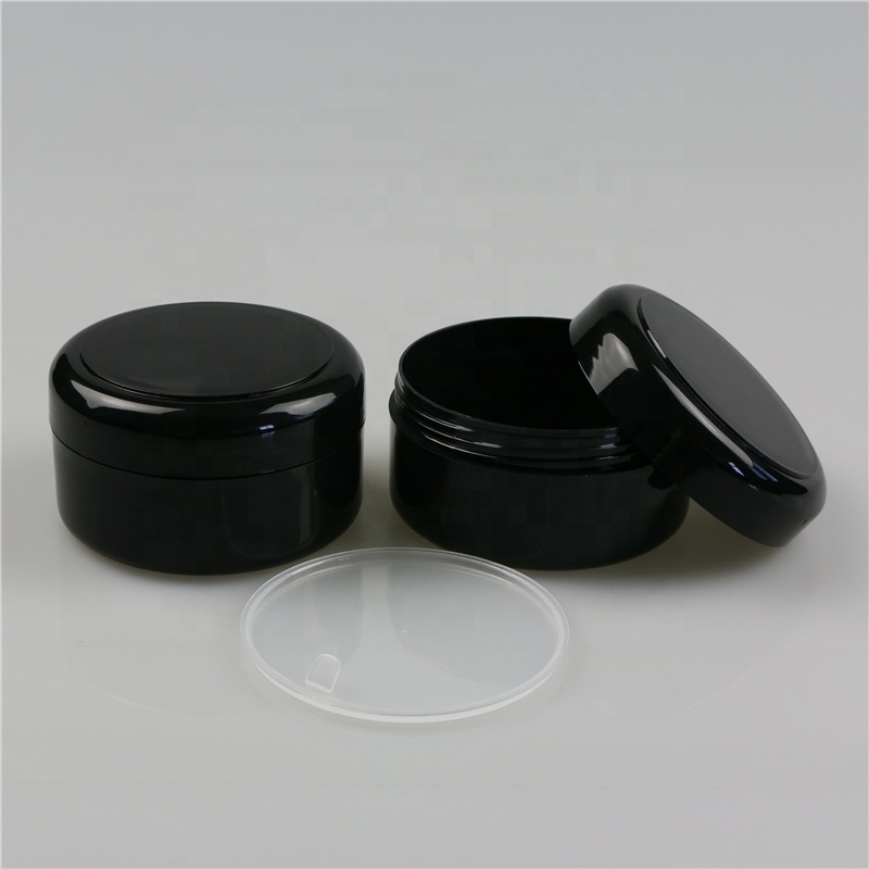 150g Black plastic cosmetic cream jar with lids