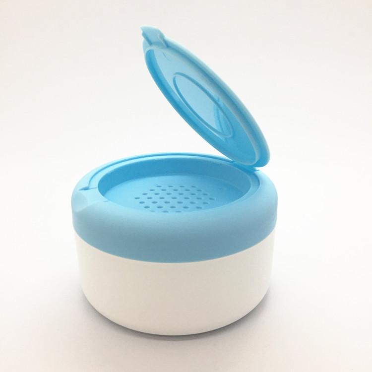 150g PP empty white PP baby body powder jar with flip top caps