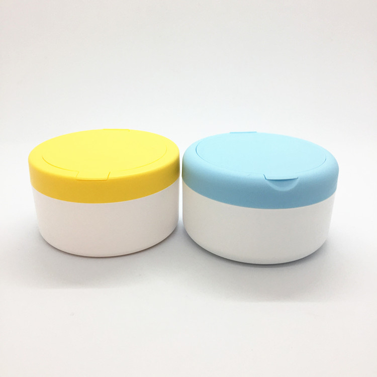 150g PP empty white PP baby body powder jar with flip top caps