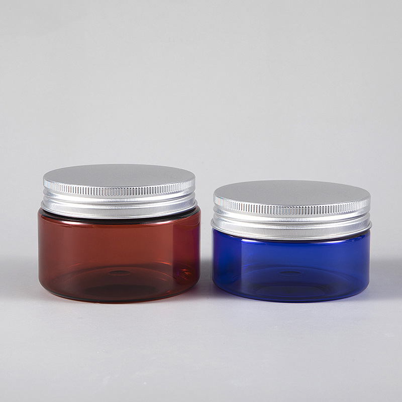 150g cosmetic packaging clear amber blue pet plastic cream jar with plastic lid