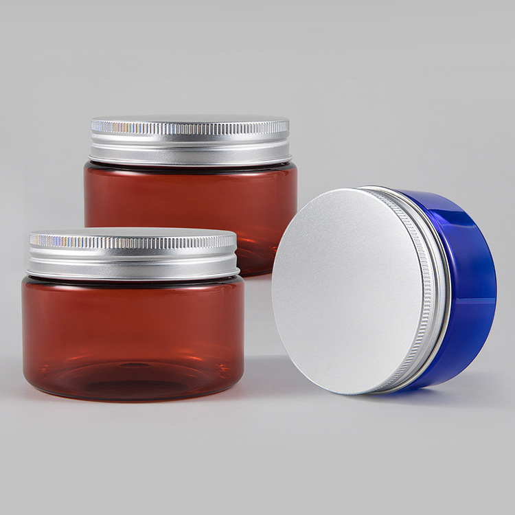 150g cosmetic packaging clear amber blue pet plastic cream jar with plastic lid
