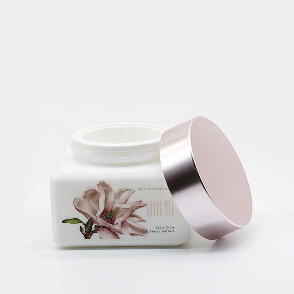 150g cosmetic white opal glass cream jar with decoration for skin care