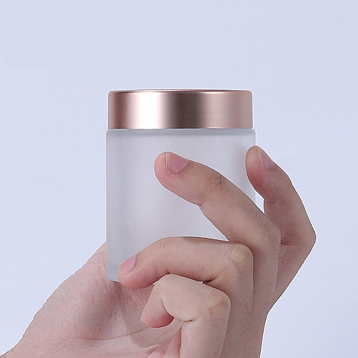 150g frosted electroplated gold cosmetic powder glass jar double wall glass cream jar cosmetic