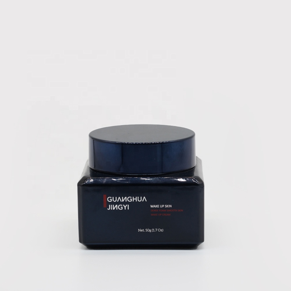 150g square opal glass cream jar with black coating and plastic lid