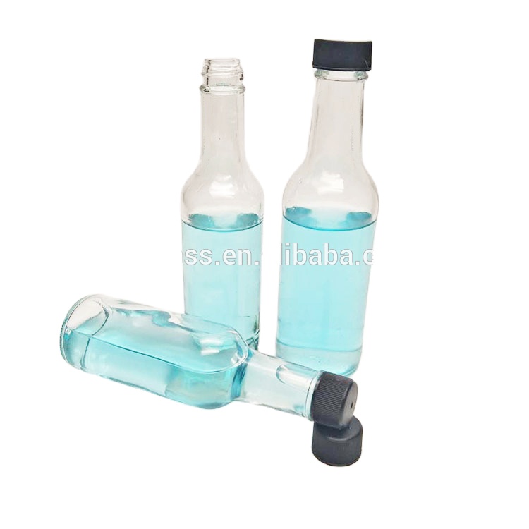 150ml 180ml 250ml BBQ hot sauce glass bottle with black plastic lid