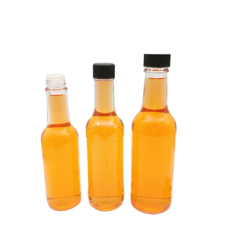 150ml 180ml 250ml BBQ hot sauce glass bottle with black plastic lid
