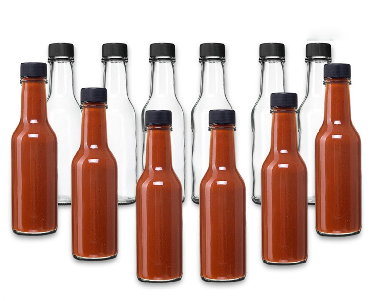 150ml 180ml 250ml Bulk chili sauce glass bottle, glass hot sauce bottle with plastic lid