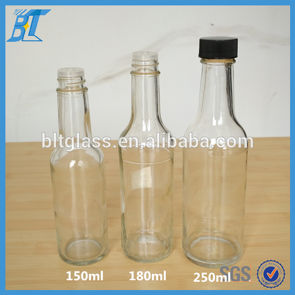 150ml 180ml 250ml woozy hot sauce/Chili patse/BBQ sauce glass bottle with driper