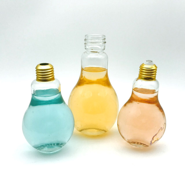 150ml 200ml 250ml beverage milk bulb shaped glass jar/ light bulb bottle with lids straw