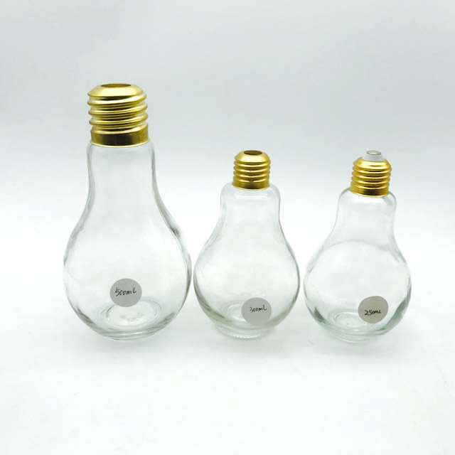 150ml 200ml 250ml beverage milk bulb shaped glass jar/ light bulb bottle with lids straw