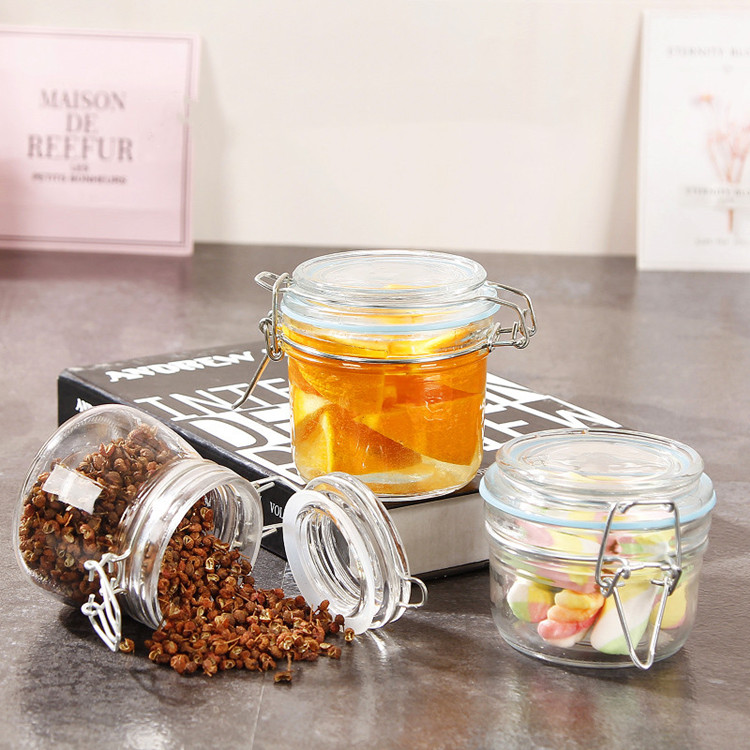 150ml 200ml 280ml empty sealed glass food container jar with clip top lid