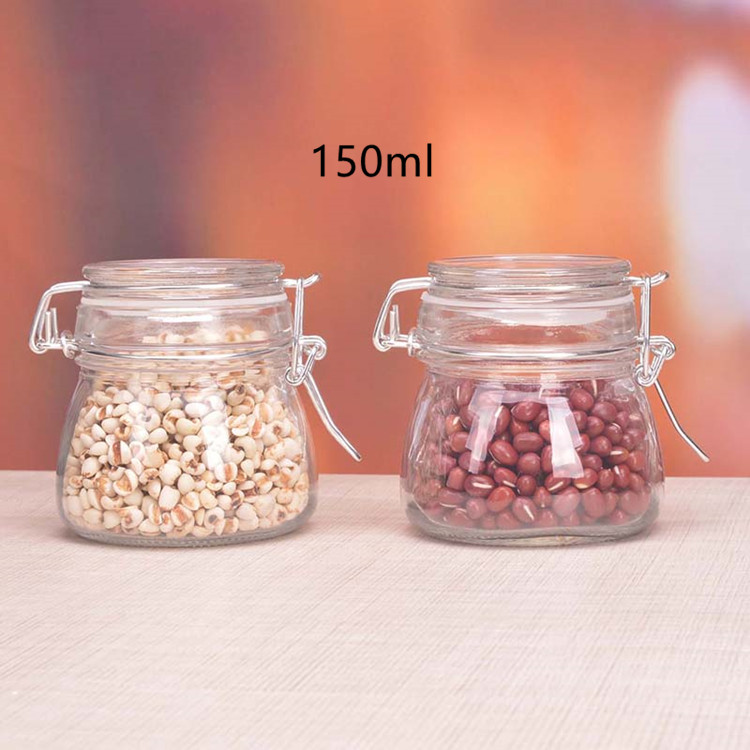 150ml 200ml 280ml empty sealed glass food container jar with clip top lid