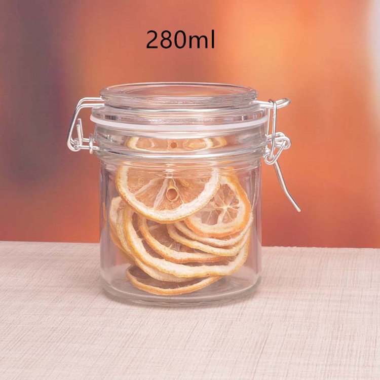 150ml 200ml 280ml empty sealed glass food container jar with clip top lid