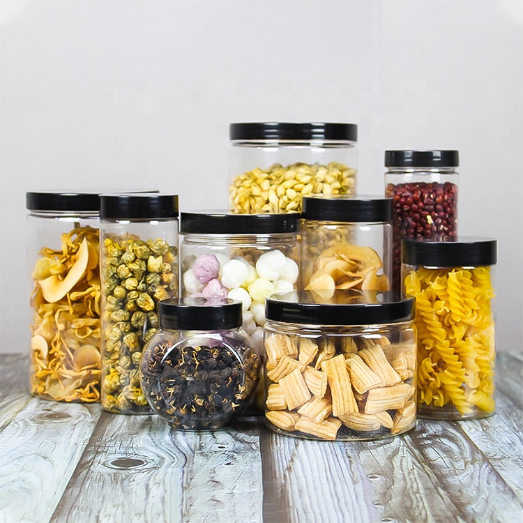 150ml 200ml 300ml 500ml 600ml 800ml 1000ml Wholesale large capacity food grade pet plastic storage jar cosmetic jars