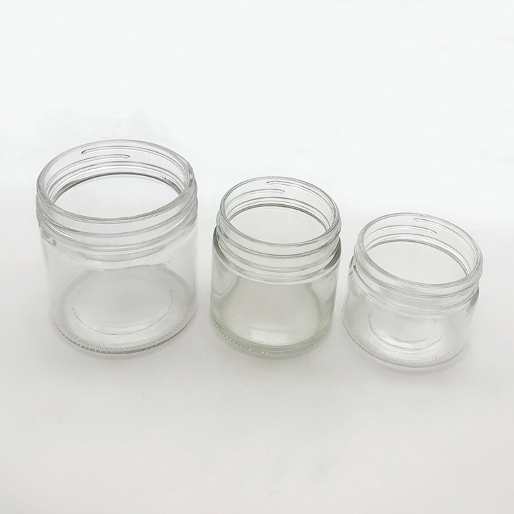 150ml 200ml 350ml clear round glass jar with wide mouth and screw metal lid