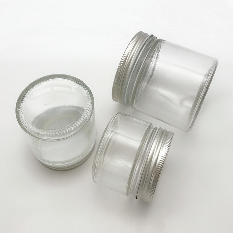 150ml 200ml 350ml clear round glass jar with wide mouth and screw metal lid