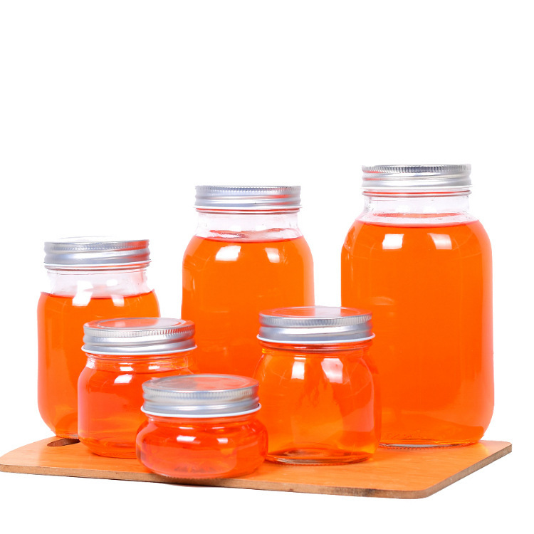 150ml 200ml 380ml 500ml Glass Mason Jar Food Canning Packaging Glass Jar for Jam Honey Juice Pickle with Metal Lid