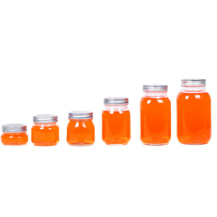 150ml 200ml 380ml 500ml Glass Mason Jar Food Canning Packaging Glass Jar for Jam Honey Juice Pickle with Metal Lid