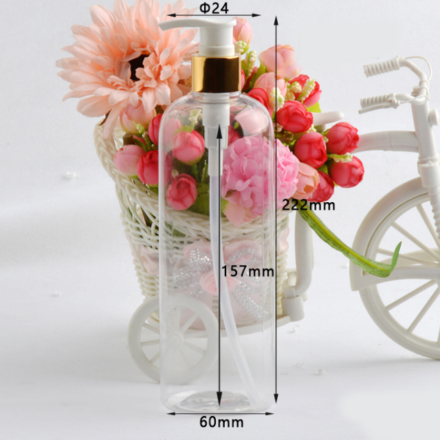 150ml 200ml 500ml fancy empty cosmetic pet Square rose gold Pump Shampoo lotion bottle