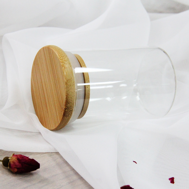 150ml 200ml Borosilicate Canning Glass Bottle with Bamboo Lid for Tea Candy