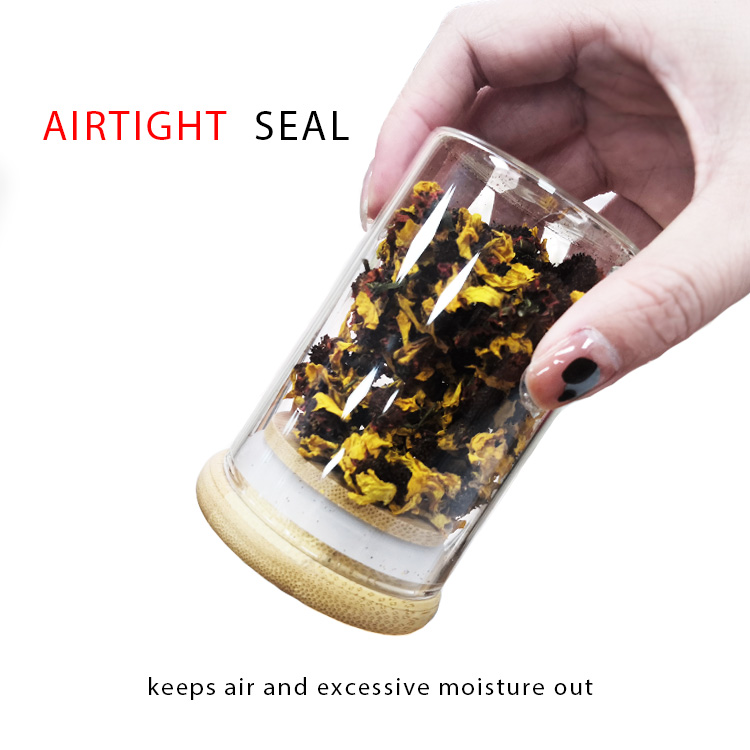 150ml 200ml Borosilicate Canning Glass Bottle with Bamboo Lid for Tea Candy