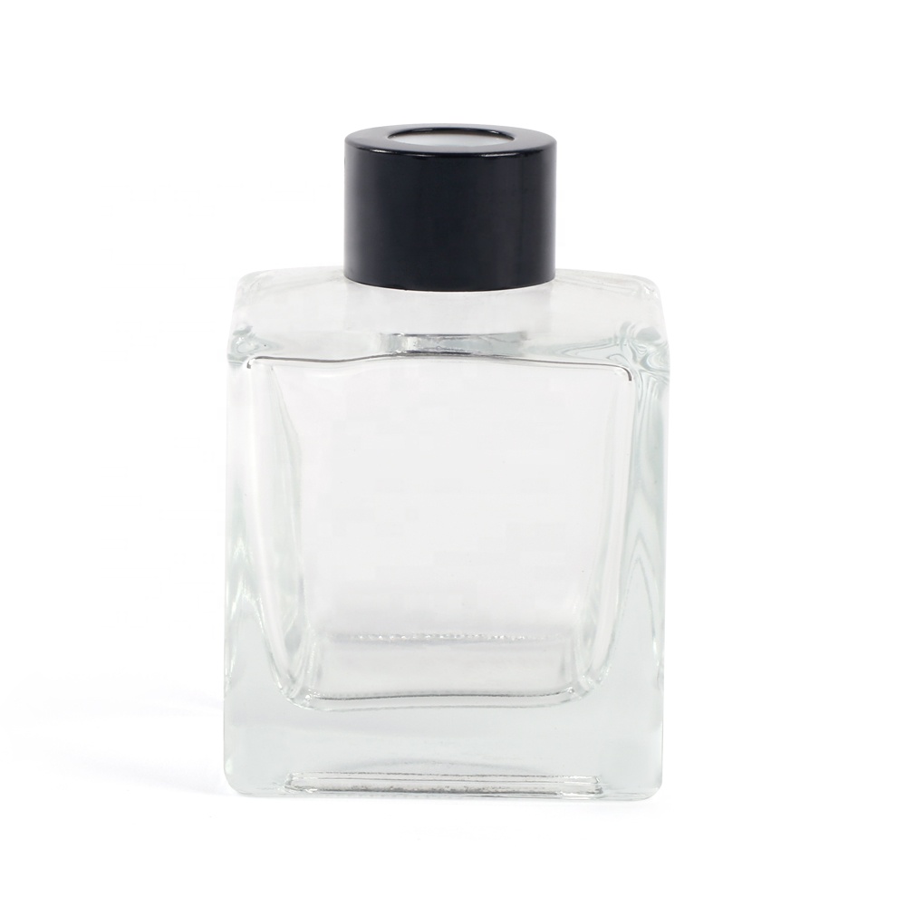 150ml 200ml empty square shape reed diffuser glass botella with screw cap