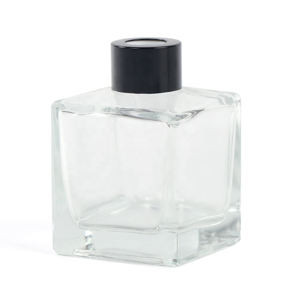 150ml 200ml empty square shape reed diffuser glass botella with screw cap