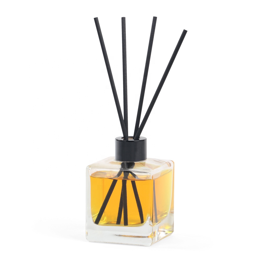 150ml 200ml empty square shape reed diffuser glass botella with screw cap