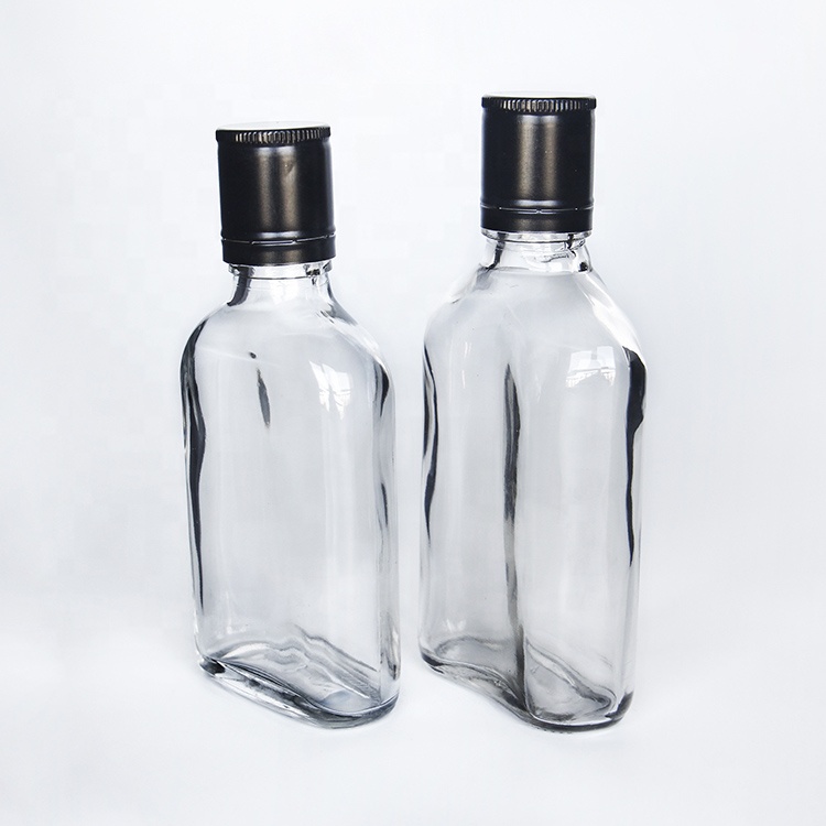 150ml 200ml wholesale Flat flask empty whisky wine glass bottle for liquor cold brew coffee