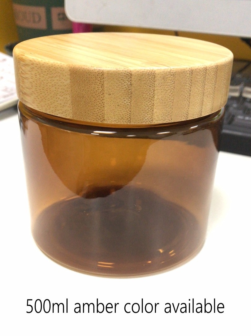 150ml 250g 250ml 8oz 500ml frosted clear PET plastic cosmetic wax container cream jar with bamboo wooden lids