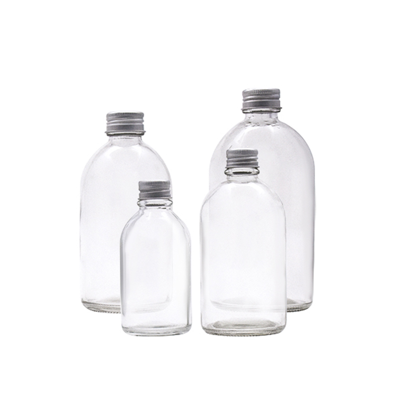 150ml 250ml 350ml 500ml Empty Small Mouth Clear Frosted Boston Round Beverage Juice kombucha Glass Bottle