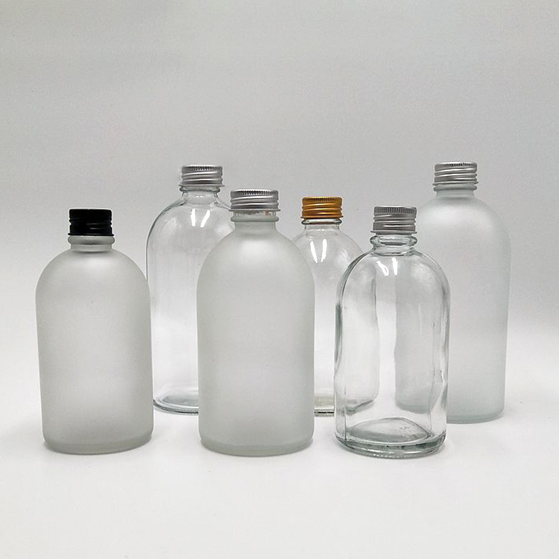 150ml 250ml 350ml 500ml Empty Small Mouth Clear Frosted Boston Round Beverage Juice kombucha Glass Bottle