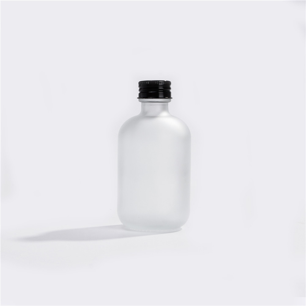150ml 250ml Round Frosted Screw Top Juice Glass Coffee Bottle With Cork For Beverage Packaging