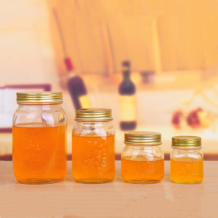 150ml 300ml 500ml 1000ml food grade clear carved glass mason jar for pickle