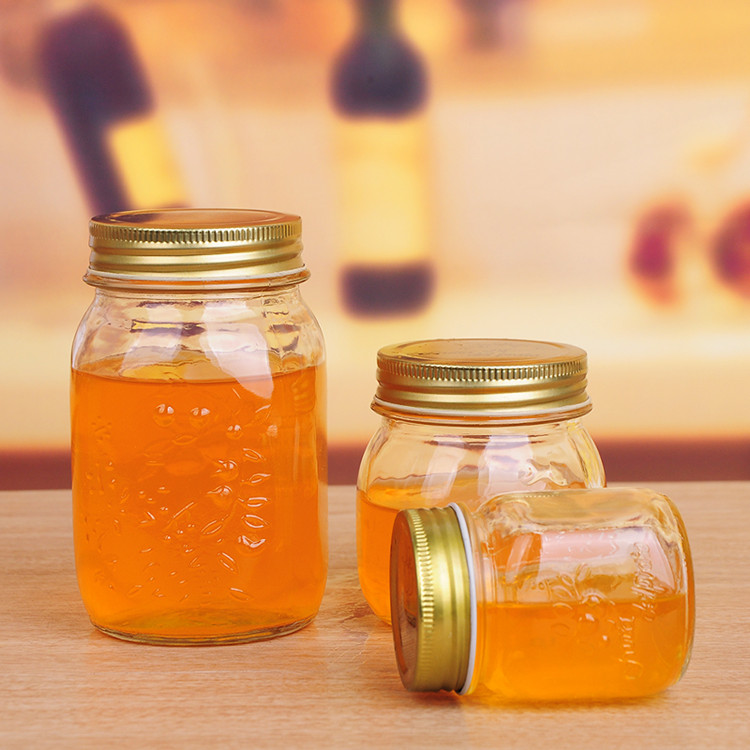 150ml 300ml 500ml 1000ml food grade clear carved glass mason jar for pickle
