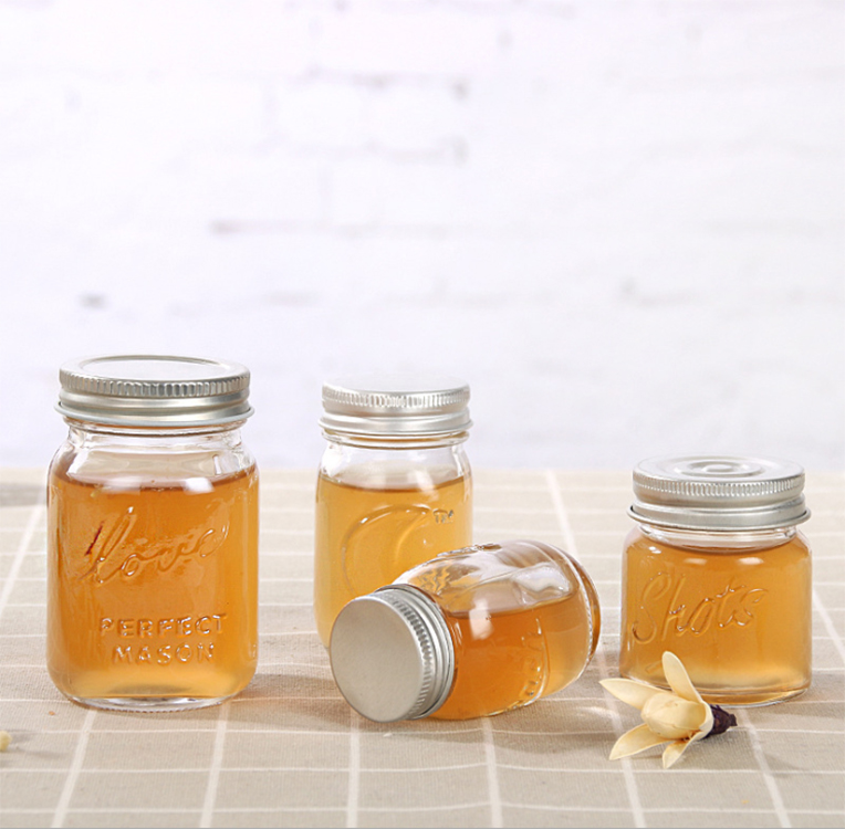 150ml 300ml 500ml 1000ml round glass mason bee honey storage jars with screw cover