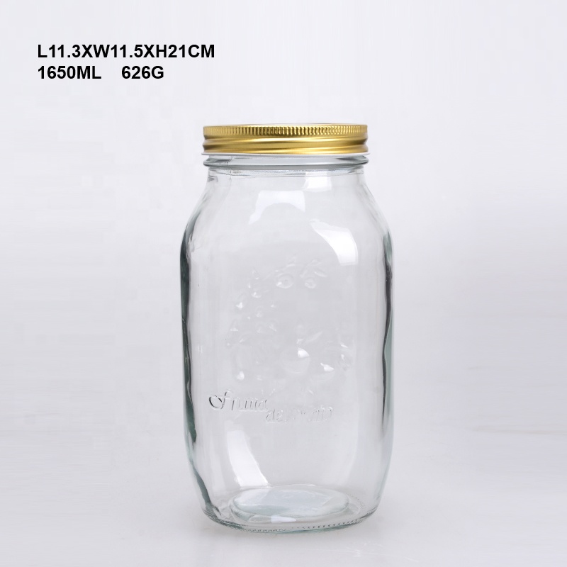 150ml/300ml/530ml/1650ml square food container honey glass jar